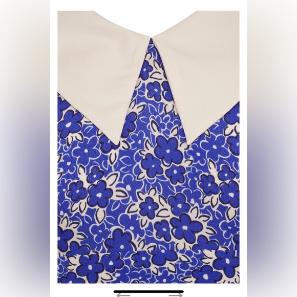 COCO FENNELL BLUE DITSY FLORAL COLLAR VISCOSE CREPE MINI DRESS usa 10 - Picture 4 of 11